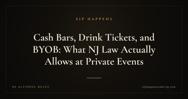 Cash Bars, Drink Tickets, and BYOB: What NJ Law Actually Allows at Private Events — Sip Happens mobile bartending, New Jersey